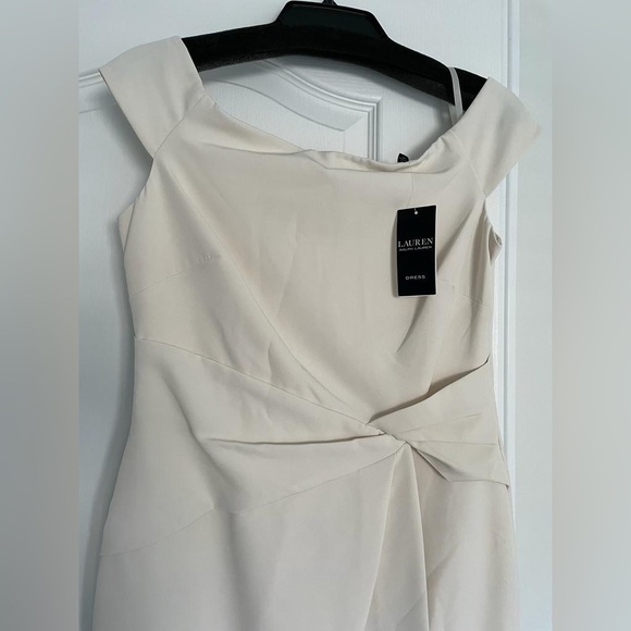 NWT Ralph Lauren Crepe Off The Shoulder Dress in Marscapone Cream - Picture 11 of 16
